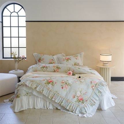 菊上家纺 2024新款法式全棉床盖款四件套-梦幻花园系列 梦幻花园-橘