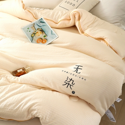 初相识被业 2025新款无染针织棉拉链子母被 无染白色