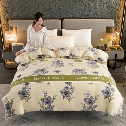 2025直播爆款印花牛奶绒印花单被套220克法莱绒被套单件枕套莫奈花园
