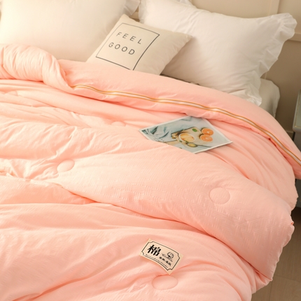 初相识被业 2025新款小豆仙提花针织棉拉链子母被 提花粉玉