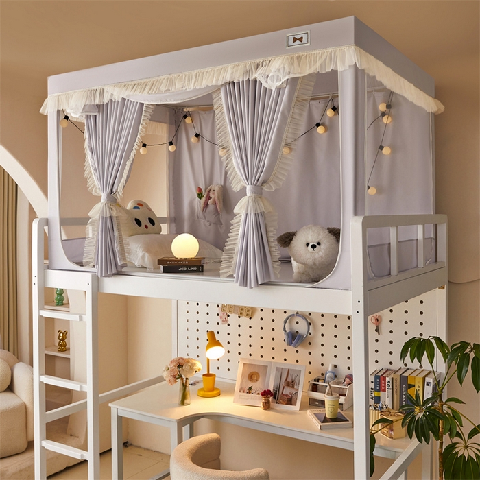 91家纺网 家纺一手货源 找家纺 艾晶美家纺有限公司 2025新款韩式纯色学生床帘蚊帐 时尚灰