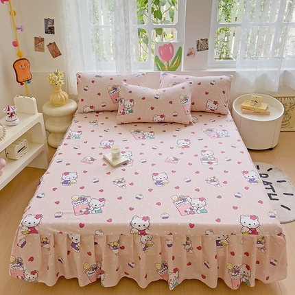 91家纺网 家纺一手货源 找家纺 （总）极梦家纺（支持定制） 2025新款印花磨毛单床裙三件套（总链接一）