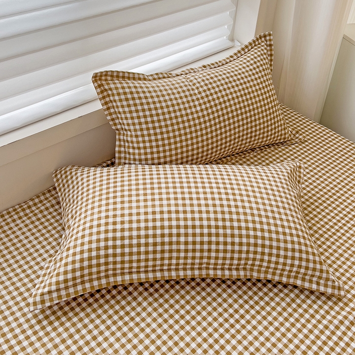 91家纺网 家纺一手货源 找家纺 楠沐家纺 2025新款亲肤印花芦荟棉水洗棉床笠系列 心动咖