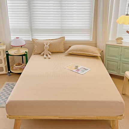 楠沐家纺 2025新款亲肤印花芦荟棉水洗棉床笠系列 相遇黄