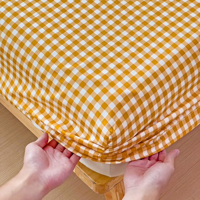 91家纺网 家纺一手货源 找家纺 楠沐家纺 2025新款亲肤印花芦荟棉水洗棉床笠系列 心动黄