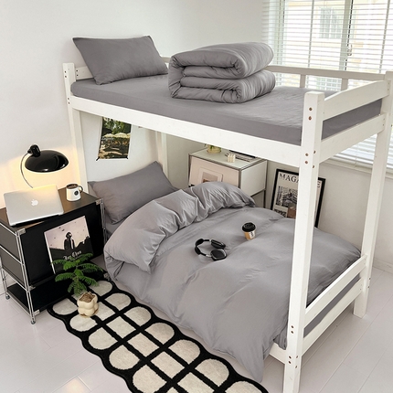 91家纺网 家纺一手货源 找家纺 悦织湾家纺 2025新款水洗棉磨毛学生宿舍三件套 莫奈灰