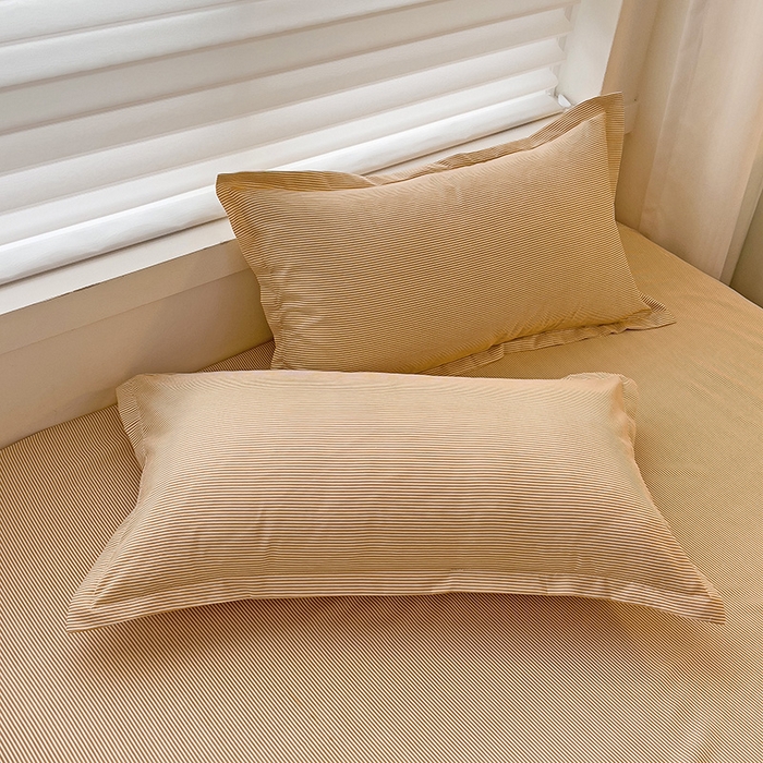 91家纺网 家纺一手货源 找家纺 楠沐家纺 2025新款亲肤印花芦荟棉水洗棉床笠系列 相遇黄