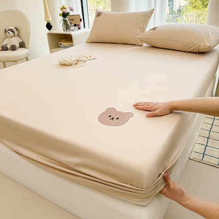 居眠 2024新款A类全棉米乐熊单层床笠 米乐熊 卡其