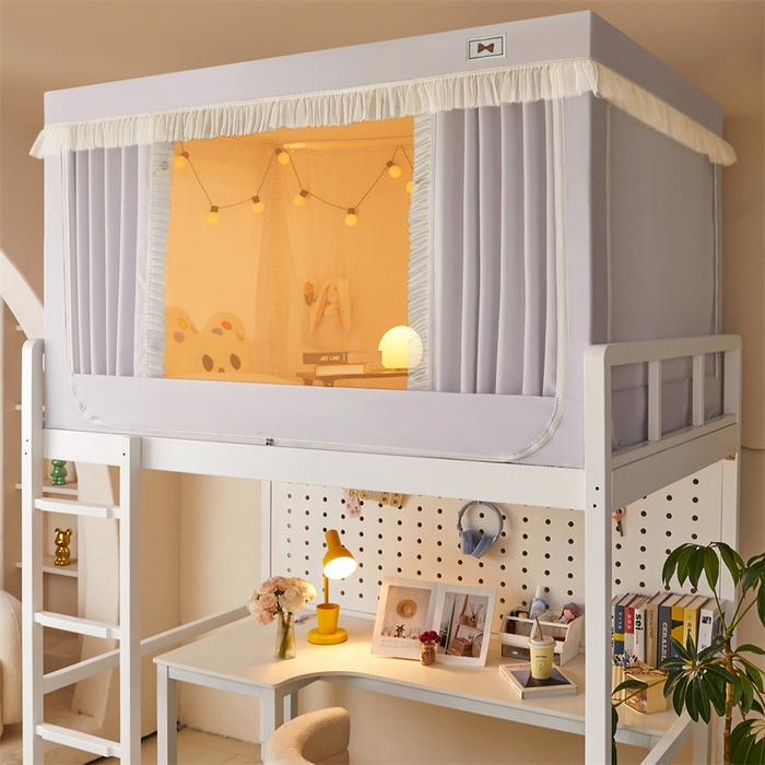 91家纺网 家纺一手货源 找家纺 艾晶美家纺有限公司 2025新款韩式纯色学生床帘蚊帐 时尚灰