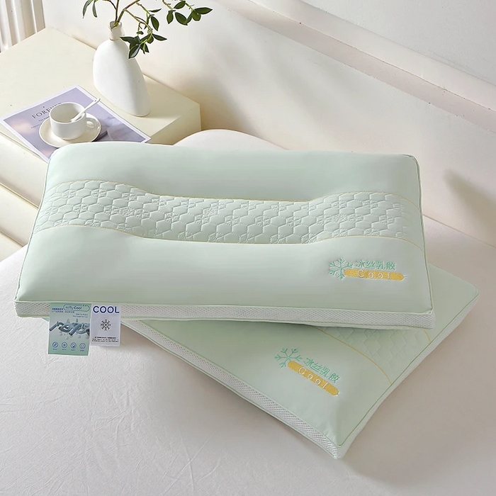 91家纺网 家纺一手货源 找家纺 （总）佳尚枕芯 2025新款夏季凉感冰丝乳胶护颈椎枕头家用定型保健枕头枕芯