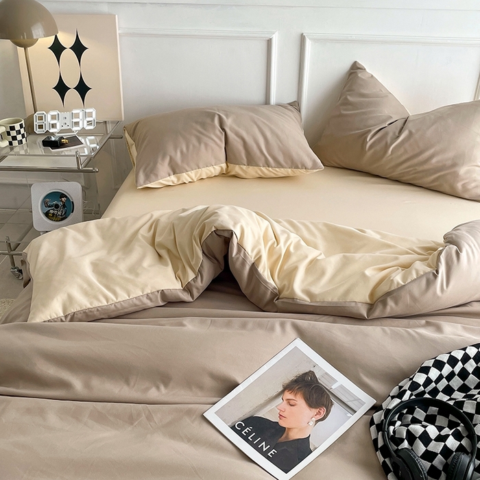 91家纺网 家纺一手货源 找家纺 悦织湾家纺 2025新款105克水洗棉磨毛四件套 焦糖玛奇朵