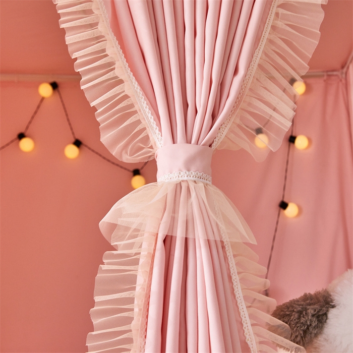 91家纺网 家纺一手货源 找家纺 艾晶美家纺有限公司 2025新款韩式纯色学生床帘蚊帐 公主粉