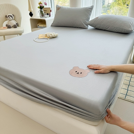 91家纺网 家纺一手货源 找家纺 居眠 2024新款A类全棉米乐熊单层床笠 米乐熊 白云石