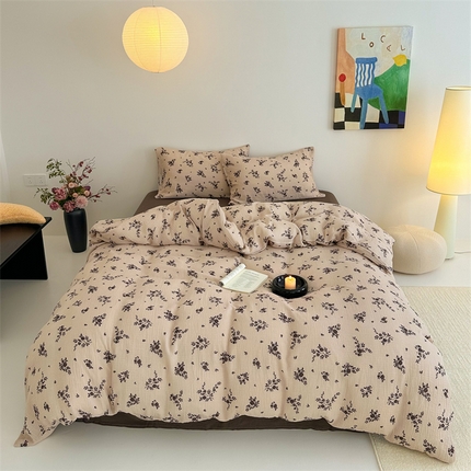 珺柔家纺 2024新款全棉皱皱双层纱四件套 墨兮