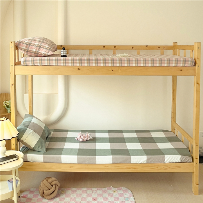 91家纺网 家纺一手货源 找家纺 喜居 2024新款全棉色织学生床笠全棉床笠学生宿舍床笠单床笠 绿大格