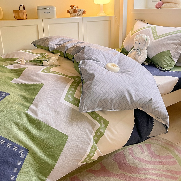 91家纺网 家纺一手货源 找家纺 菲梵家纺 2024新款全棉喷气小清新宿舍上下铺学生三件套 莱赛尔