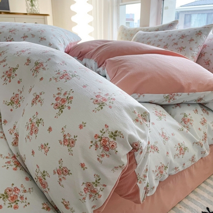 91家纺网 家纺一手货源 找家纺 （总）仟网汇 2024秋季新款提花针织棉圆角吊边床单四件套三件套