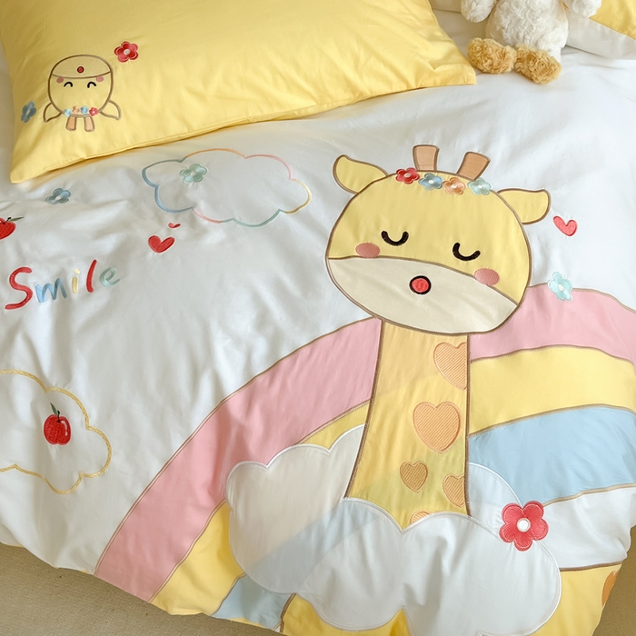 91家纺网 家纺一手货源 找家纺 （总）涵宸 2024新款全棉贴布绣小清新卡通系列四件套