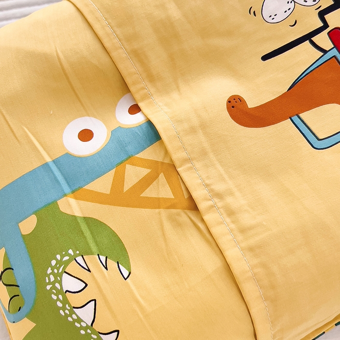 91家纺网 家纺一手货源 找家纺 吉咪兔2024年新品A类60支幼儿园被子三件套宝宝被套纯棉儿童六件套恐龙时代-蓝