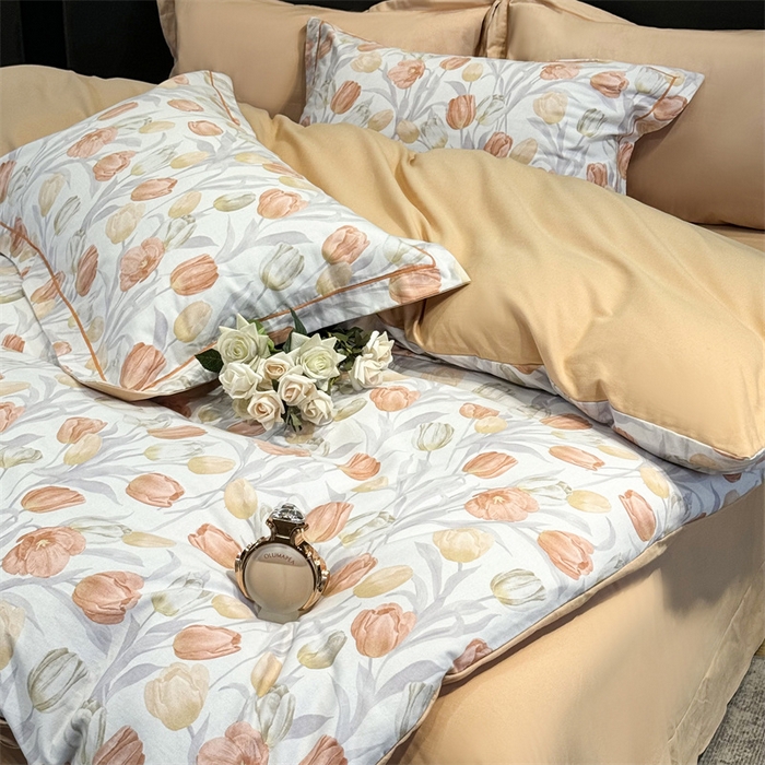 91家纺网 家纺一手货源 找家纺 嘉汀兰 2024新款韩式全棉磨毛印花系列四件套 盛世颜