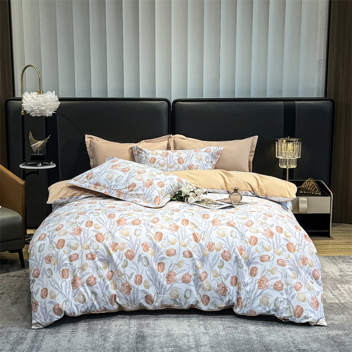 91家纺网 家纺一手货源 找家纺 嘉汀兰 2024新款韩式全棉磨毛印花系列四件套 盛世颜