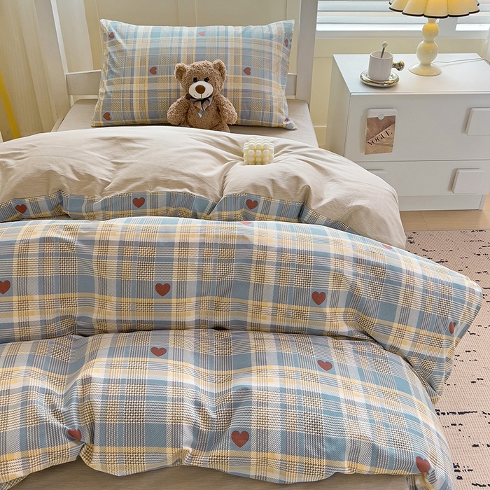 91家纺网 家纺一手货源 找家纺 麦伦家居 2024新款40支13372全棉斜纹学生上下铺床品系列 律动蓝