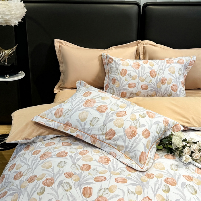 91家纺网 家纺一手货源 找家纺 嘉汀兰 2024新款韩式全棉磨毛印花系列四件套 盛世颜