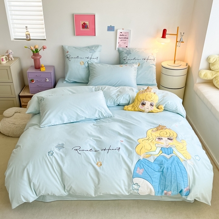 91家纺网 家纺一手货源 找家纺 （总）涵宸 2024新款全棉贴布绣小清新卡通系列四件套