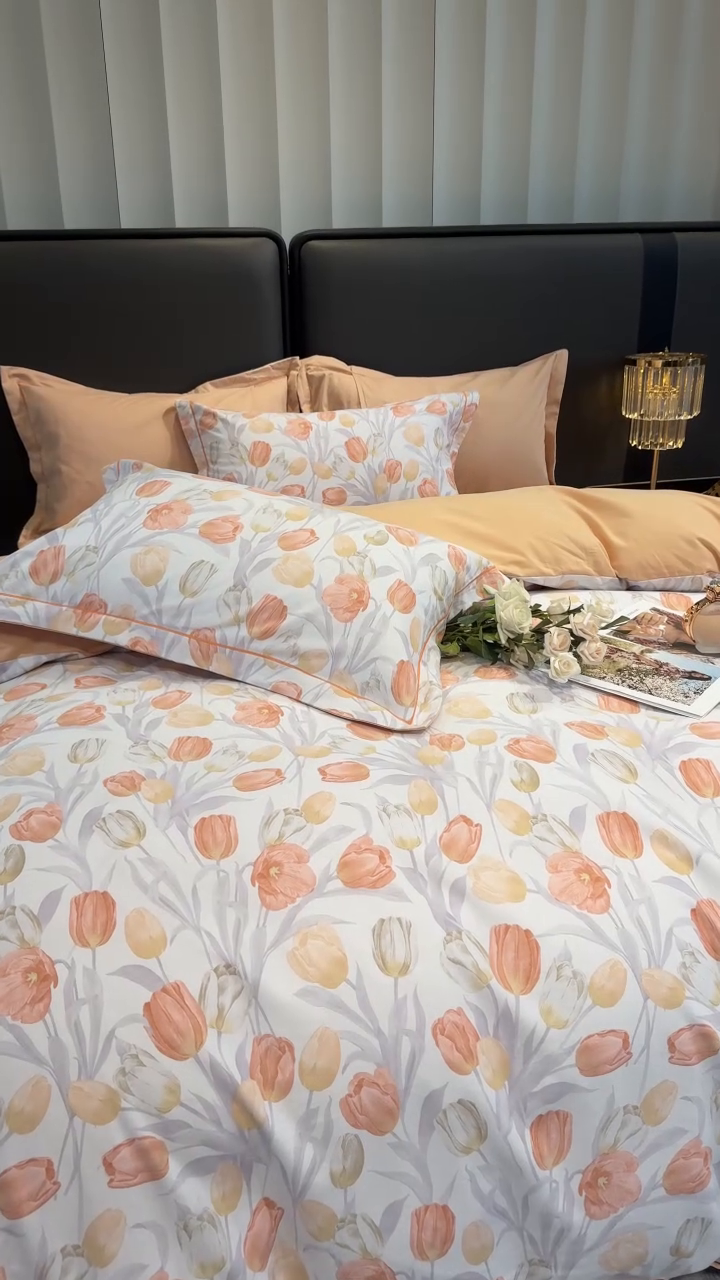 91家纺网 家纺一手货源 找家纺 嘉汀兰 2024新款韩式全棉磨毛印花系列四件套 盛世颜