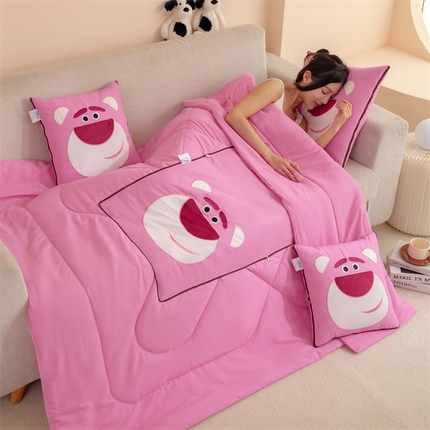 乐坊 2024新款贴布绣抱枕被 大耳朵熊