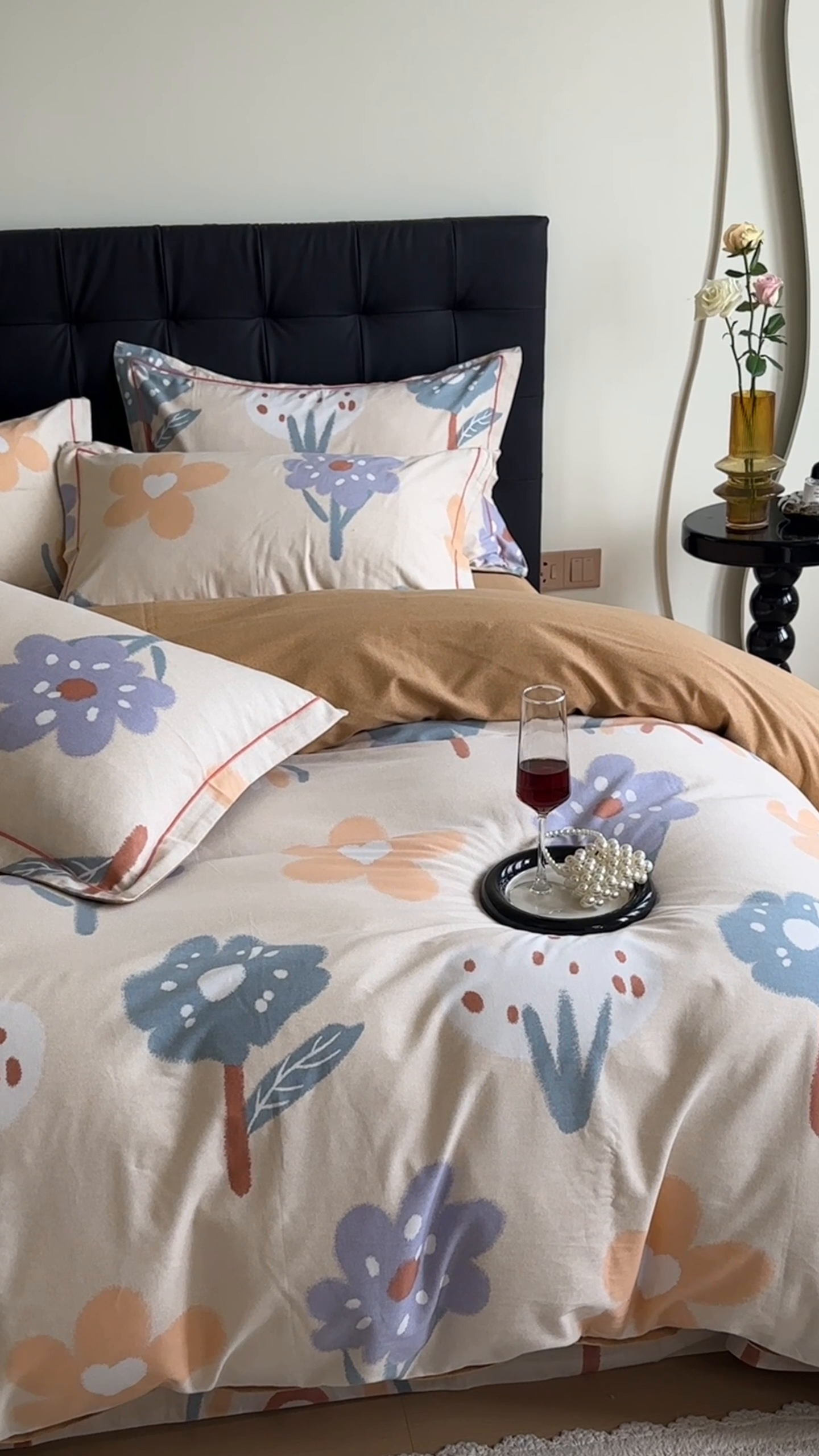 91家纺网 家纺一手货源 找家纺 嘉汀兰 2024新款韩式全棉磨毛印花系列四件套 拾光向暖-米