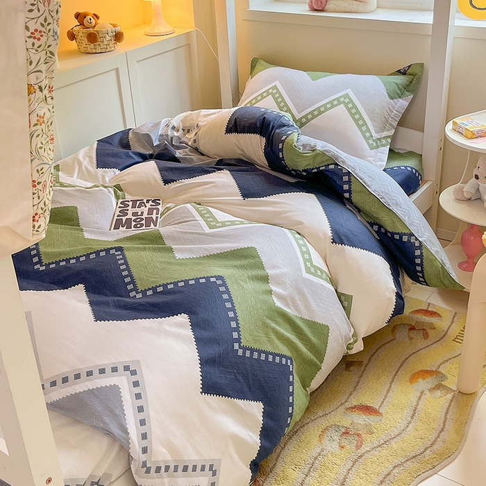 91家纺网 家纺一手货源 找家纺 菲梵家纺 2024新款全棉喷气小清新宿舍上下铺学生三件套 莱赛尔