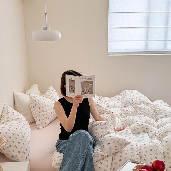 91家纺网 家纺一手货源 找家纺 （总）2024新品专版印花双层皱皱纱四件套