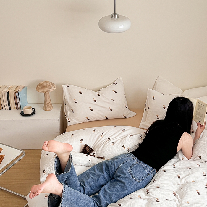 91家纺网 家纺一手货源 找家纺 2024新品专版印花双层皱皱纱四件套 贝拉