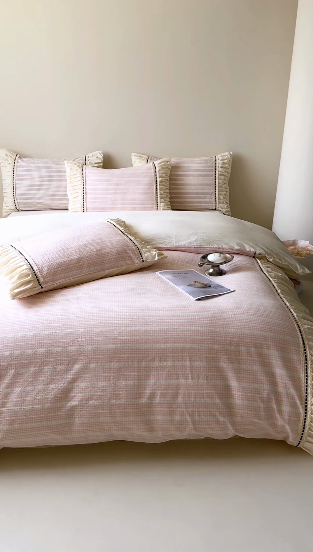 91家纺网 家纺一手货源 找家纺 （总）2024新品小香风纯棉色织小提花四件套--花漾系列