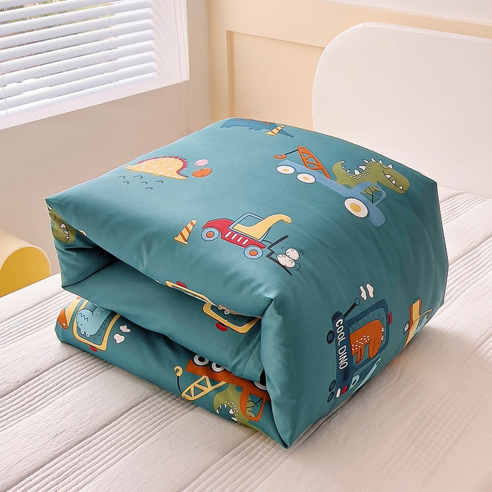 91家纺网 家纺一手货源 找家纺 吉咪兔2024年新品A类60支幼儿园被子三件套宝宝被套纯棉儿童六件套恐龙时代-蓝