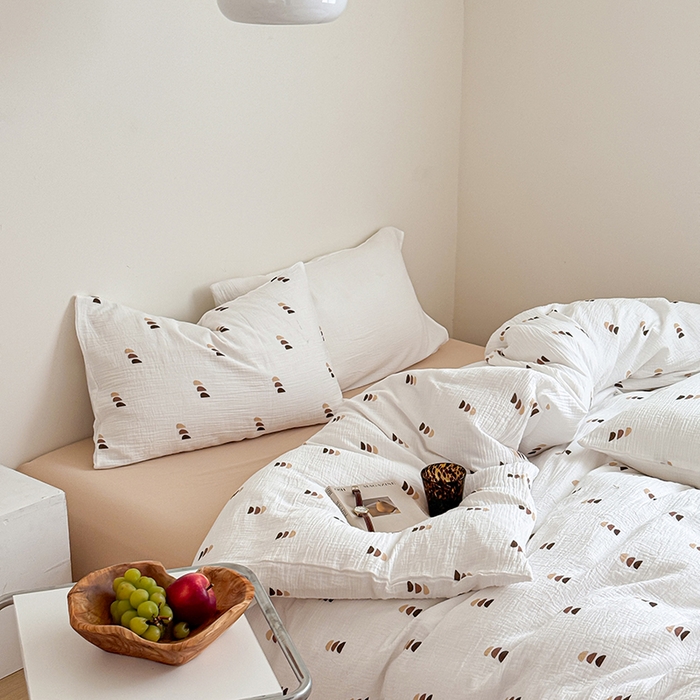 91家纺网 家纺一手货源 找家纺 2024新品专版印花双层皱皱纱四件套 贝拉