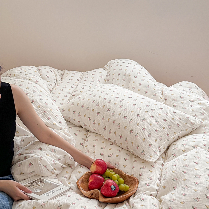 91家纺网 家纺一手货源 找家纺 （总）2024新品专版印花双层皱皱纱四件套