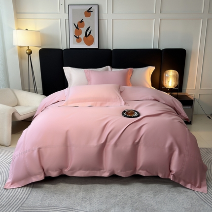 91家纺网 家纺一手货源 找家纺 淼铭家纺 2025新款长绒棉三线埋绳工艺四件套-轩尼诗 轩尼诗-西柚粉