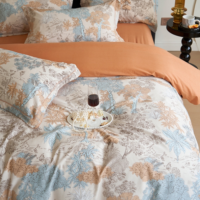 91家纺网 家纺一手货源 找家纺 嘉汀兰 2024新款韩式全棉磨毛印花系列四件套 玛德里