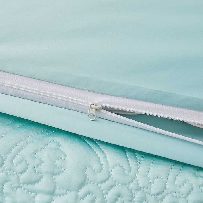 91家纺网 家纺一手货源 找家纺 罗艺轩 2024新款贡缎夹棉中国风新中式系列床裙款四件套 中国风-薄荷色