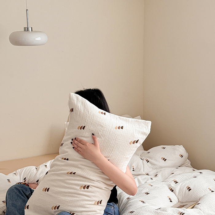 91家纺网 家纺一手货源 找家纺 2024新品专版印花双层皱皱纱四件套 贝拉