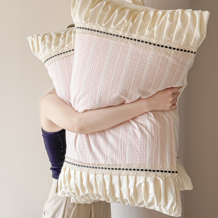 91家纺网 家纺一手货源 找家纺 2024新品小香风纯棉色织小提花四件套--花漾系列 花漾-粉