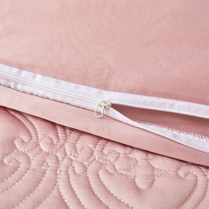 91家纺网 家纺一手货源 找家纺 罗艺轩 2024新款贡缎夹棉中国风新中式系列床裙款四件套 中国风-宫粉