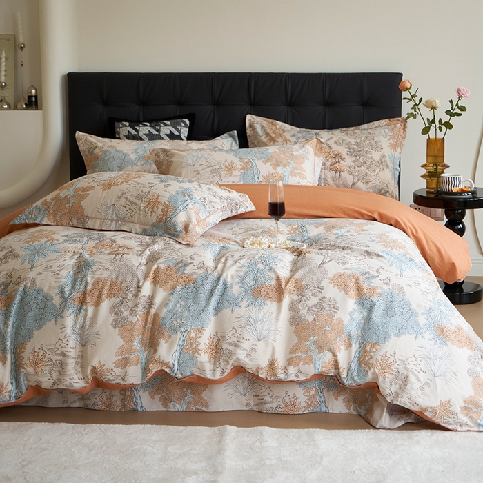 91家纺网 家纺一手货源 找家纺 嘉汀兰 2024新款韩式全棉磨毛印花系列四件套 玛德里