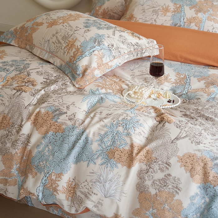 91家纺网 家纺一手货源 找家纺 嘉汀兰 2024新款韩式全棉磨毛印花系列四件套 玛德里