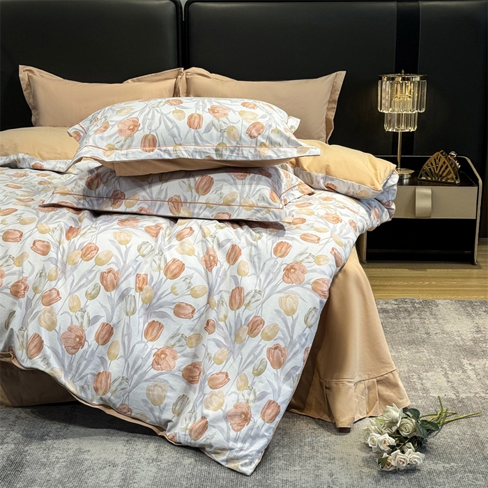 91家纺网 家纺一手货源 找家纺 嘉汀兰 2024新款韩式全棉磨毛印花系列四件套 盛世颜