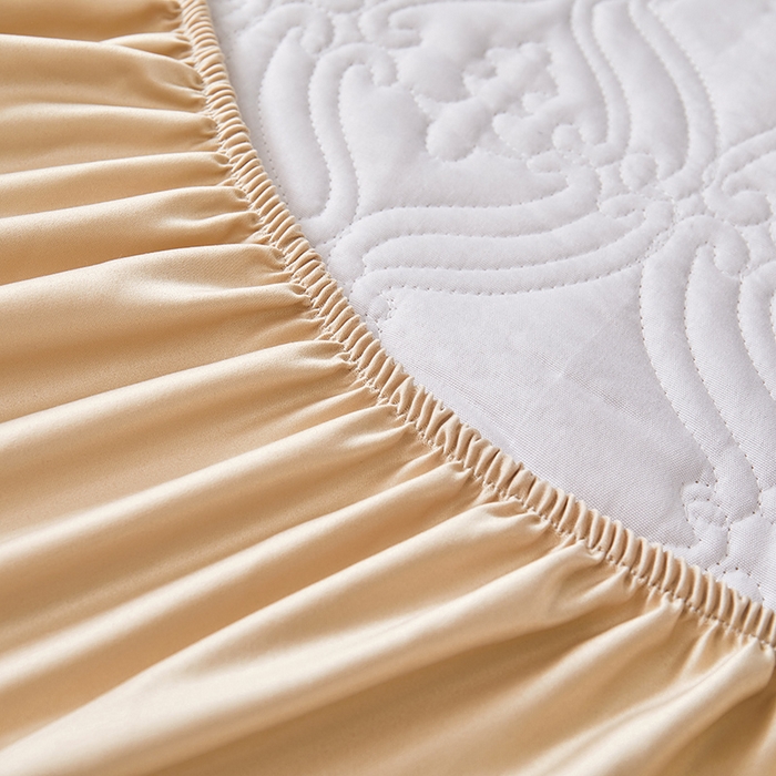 91家纺网 家纺一手货源 找家纺 罗艺轩 2024新款贡缎夹棉中国风新中式系列床裙三件套 中国风-香槟