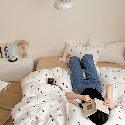 2024新品专版印花双层皱皱纱四件套 贝拉