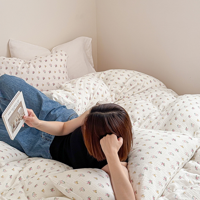 91家纺网 家纺一手货源 找家纺 （总）2024新品专版印花双层皱皱纱四件套